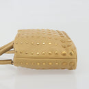 PRADA Studs Tote Bag Leather Beige Gold BN0181 Auth am12230V-5