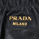 PRADA Side Ribbon Hand Bag Leather Black Gold BR4240 Auth am12234V-18