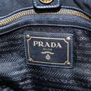 PRADA Side Ribbon Hand Bag Leather Black Gold BR4240 Auth am12234V-19