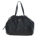 PRADA Side Ribbon Hand Bag Leather Black Gold BR4240 Auth am12234V-2
