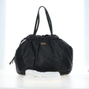 PRADA Side Ribbon Hand Bag Leather Black Gold BR4240 Auth am12234V-28