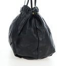 PRADA Side Ribbon Hand Bag Leather Black Gold BR4240 Auth am12234V-5