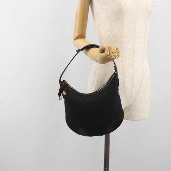 GUCCI GG Canvas Pretty Shoulder Bag Black Gold 162895 Auth am12235V