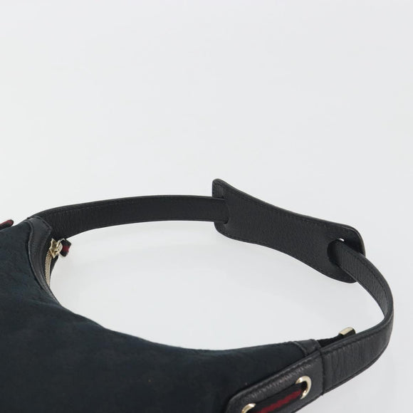 GUCCI GG Canvas Pretty Shoulder Bag Black Gold 162895 Auth am12235V