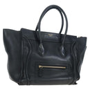 CELINE Luggage Hand Bag Leather Black Gold Auth am12236V-1