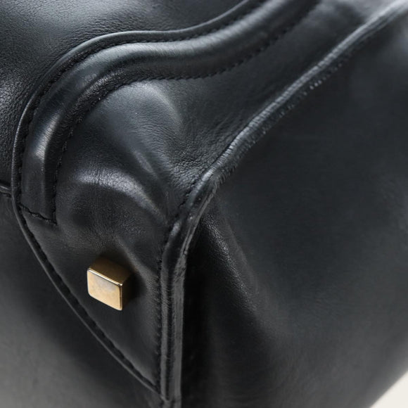 CELINE Luggage Hand Bag Leather Black Gold Auth am12236V