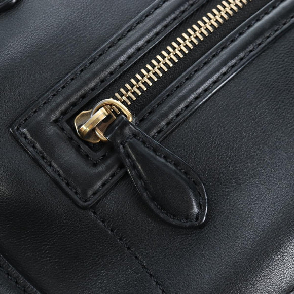 CELINE Luggage Hand Bag Leather Black Gold Auth am12236V