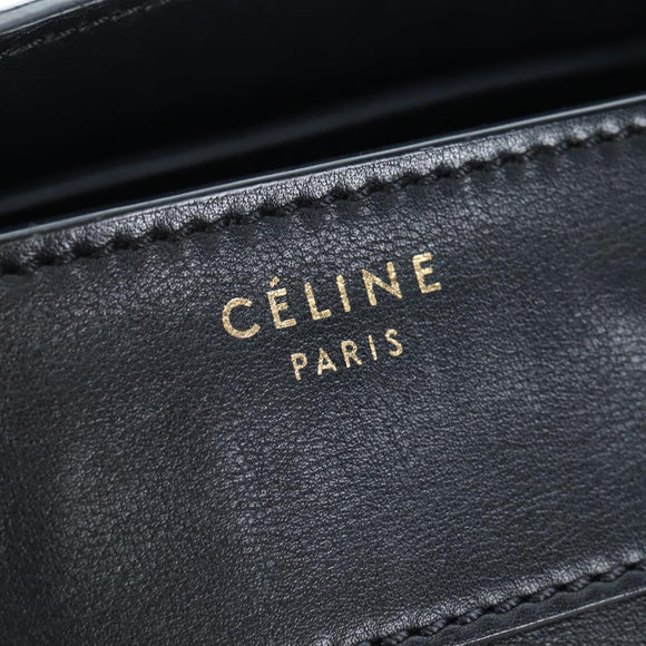 CELINE Luggage Hand Bag Leather Black Gold Auth am12236V