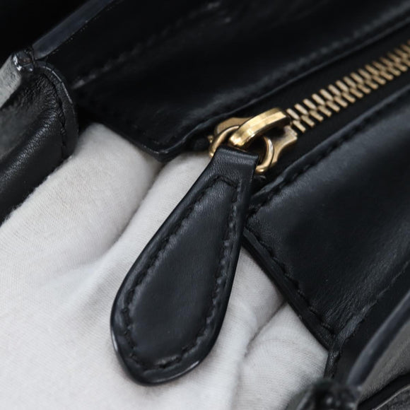CELINE Luggage Hand Bag Leather Black Gold Auth am12236V
