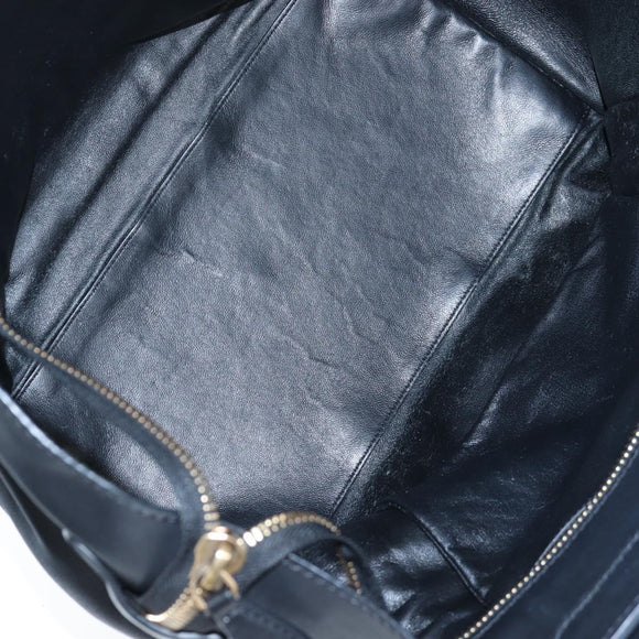CELINE Luggage Hand Bag Leather Black Gold Auth am12236V