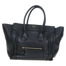 CELINE Luggage Hand Bag Leather Black Gold Auth am12236V-13