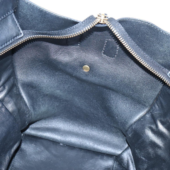 CELINE Luggage Hand Bag Leather Black Gold Auth am12236V