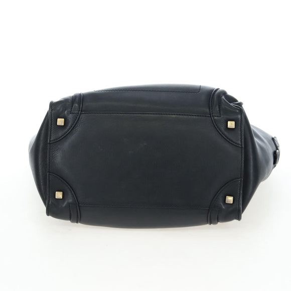 CELINE Luggage Hand Bag Leather Black Gold Auth am12236V
