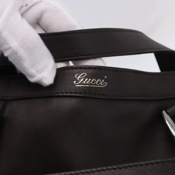GUCCI Shoulder Bag Leather 2way Outlet Brown Silver 268641 Auth am12238V