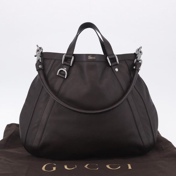 GUCCI Shoulder Bag Leather 2way Outlet Brown Silver 268641 Auth am12238V