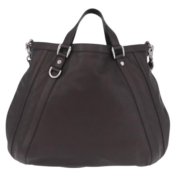 GUCCI Shoulder Bag Leather 2way Outlet Brown Silver 268641 Auth am12238V