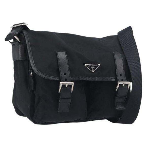 PRADA Shoulder Bag Nylon Black Silver BT0172 Auth am12240V