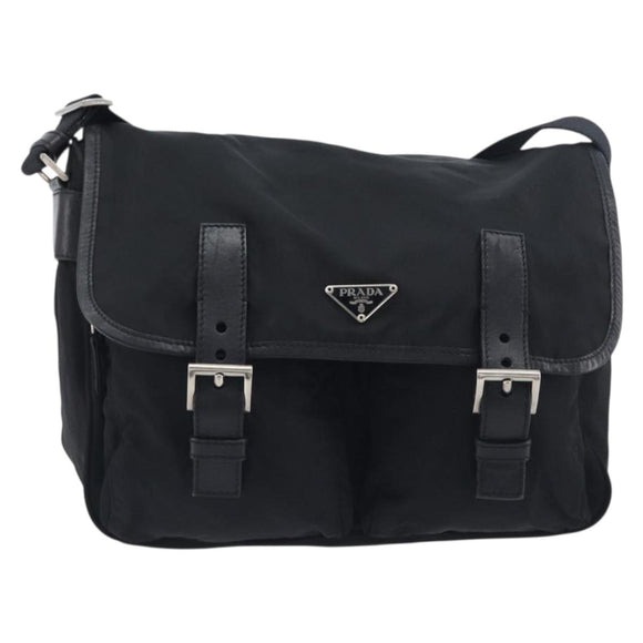 PRADA Shoulder Bag Nylon Black Silver BT0172 Auth am12240V