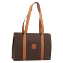 CELINE Macadam Canvas Tote Bag PVC Leather Brown Gold Auth am12243V-1