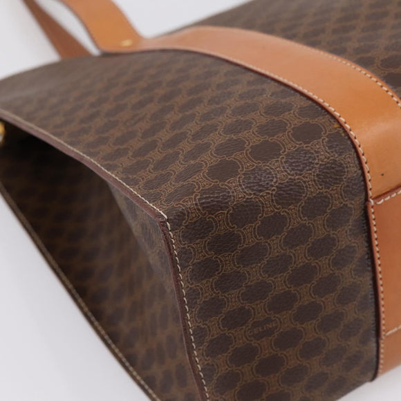 CELINE Macadam Canvas Tote Bag PVC Leather Brown Gold Auth am12243V