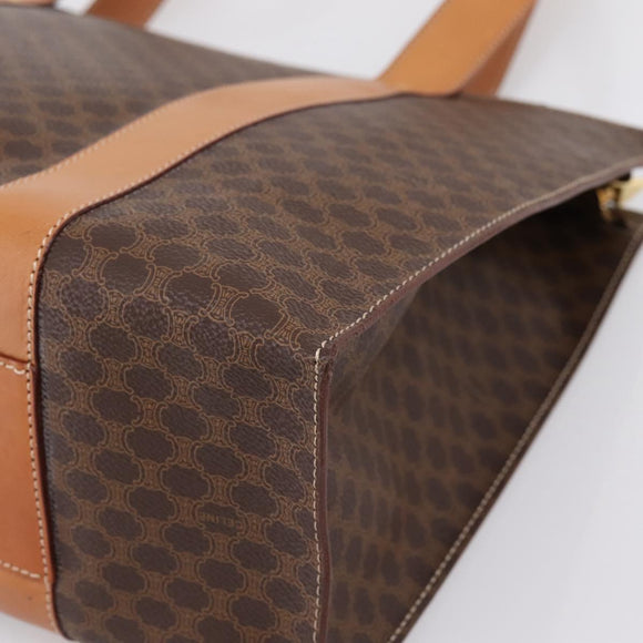 CELINE Macadam Canvas Tote Bag PVC Leather Brown Gold Auth am12243V