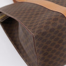 CELINE Macadam Canvas Tote Bag PVC Leather Brown Gold Auth am12243V-13