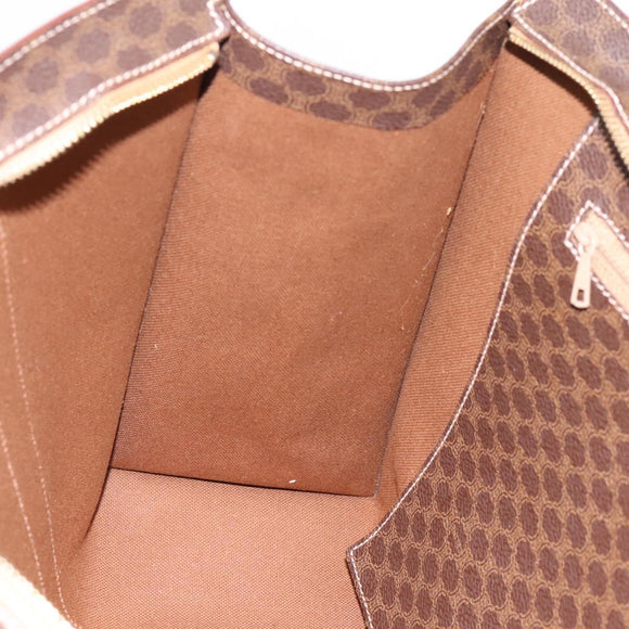 CELINE Macadam Canvas Tote Bag PVC Leather Brown Gold Auth am12243V