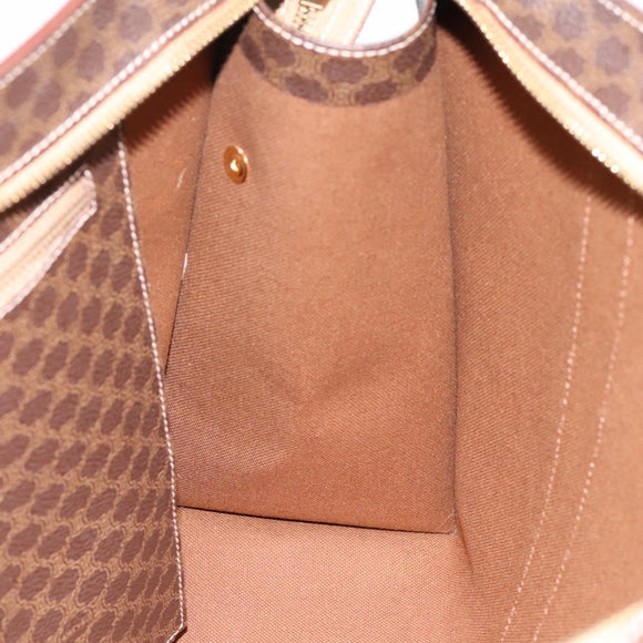 CELINE Macadam Canvas Tote Bag PVC Leather Brown Gold Auth am12243V