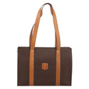 CELINE Macadam Canvas Tote Bag PVC Leather Brown Gold Auth am12243V-2