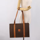CELINE Macadam Canvas Tote Bag PVC Leather Brown Gold Auth am12243V-22
