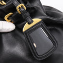 PRADA Tote Bag Calf Skin Black Gold Auth am12245SAM-14