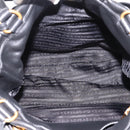 PRADA Tote Bag Calf Skin Black Gold Auth am12245SAM-16