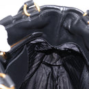 PRADA Tote Bag Calf Skin Black Gold Auth am12245SAM-18