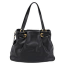 PRADA Tote Bag Calf Skin Black Gold Auth am12245SAM-3