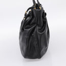 PRADA Tote Bag Calf Skin Black Gold Auth am12245SAM-5