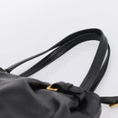 PRADA Tote Bag Calf Skin Black Gold Auth am12245SAM-8