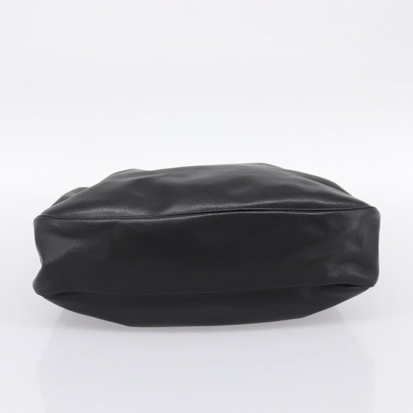 PRADA Tote Bag Calf Skin Black Gold Auth am12245SAM