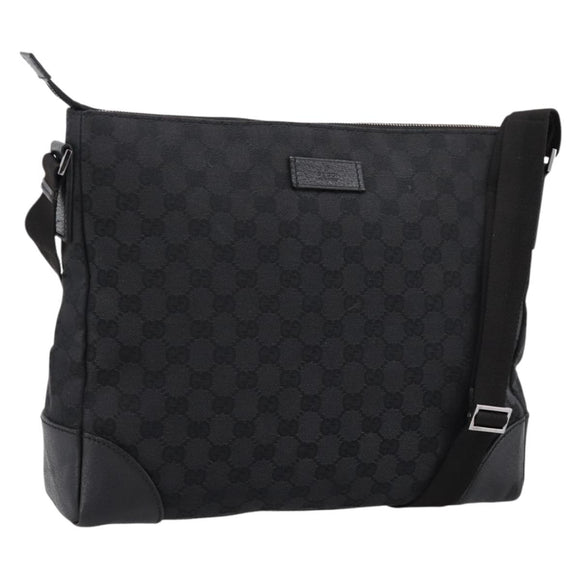 GUCCI GG Canvas Shoulder Bag Black Silver 110054 Auth am12249V