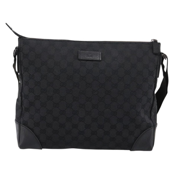 GUCCI GG Canvas Shoulder Bag Black Silver 110054 Auth am12249V