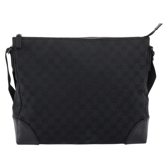 GUCCI GG Canvas Shoulder Bag Black Silver 110054 Auth am12249V