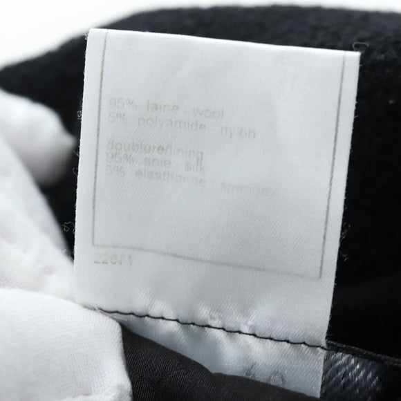 CHANEL Jacket Wool tweed Black CC Auth am12252SAM