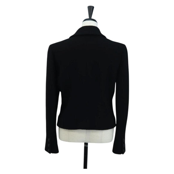 CHANEL Jacket Wool tweed Black CC Auth am12252SAM