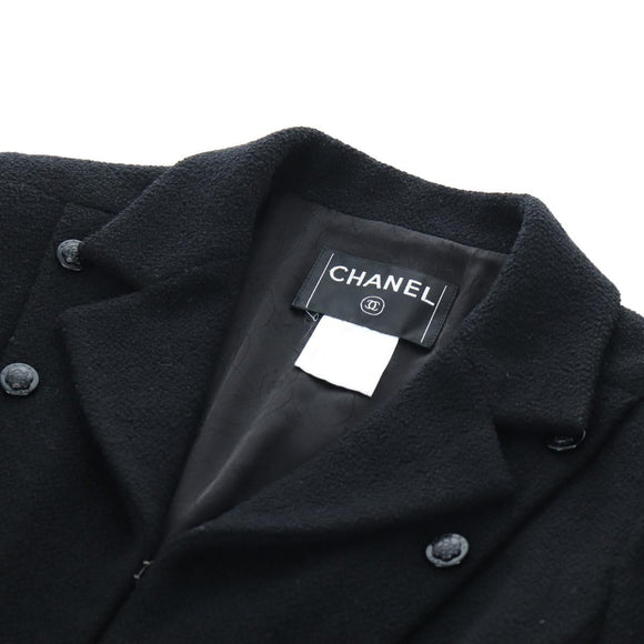 CHANEL Jacket Wool tweed Black CC Auth am12252SAM