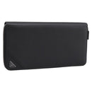 PRADA Organizer Round Long Wallet Leather Black Silver Auth am12253M-1