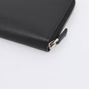 PRADA Organizer Round Long Wallet Leather Black Silver Auth am12253M-10