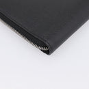 PRADA Organizer Round Long Wallet Leather Black Silver Auth am12253M-11