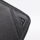 PRADA Organizer Round Long Wallet Leather Black Silver Auth am12253M-13