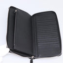 PRADA Organizer Round Long Wallet Leather Black Silver Auth am12253M-14