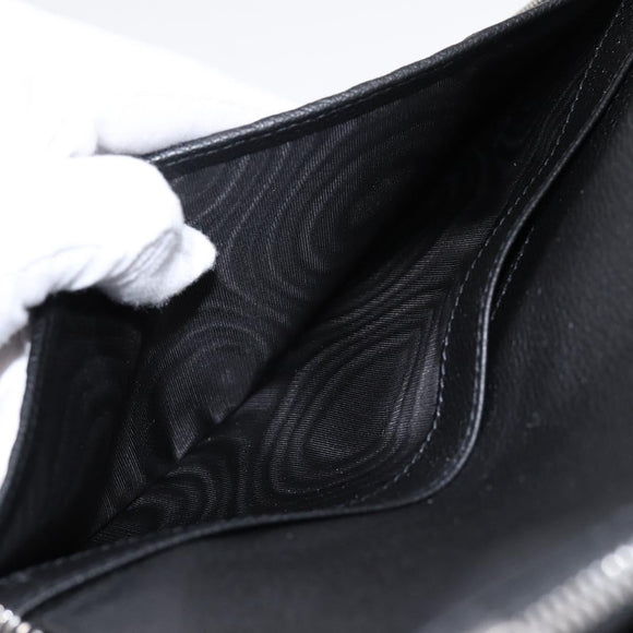 PRADA Organizer Round Long Wallet Leather Black Silver Auth am12253M