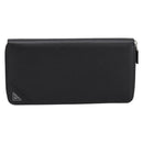 PRADA Organizer Round Long Wallet Leather Black Silver Auth am12253M-2